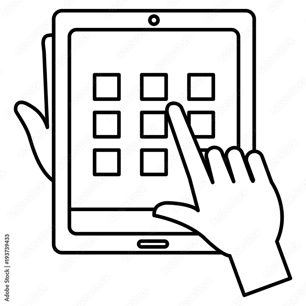 hands user with tablet and security pattern vector illustration design hands user with tablet and security pattern vector illustration design