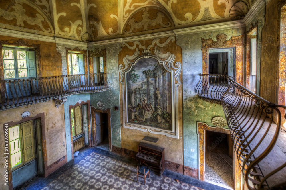 TOSCANY, ITALY - 15 MAY 2014: Abandoned villa Sbertoli - entrance hall, Toscany, Italy