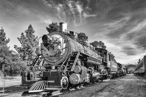 The Old Train in Black and White