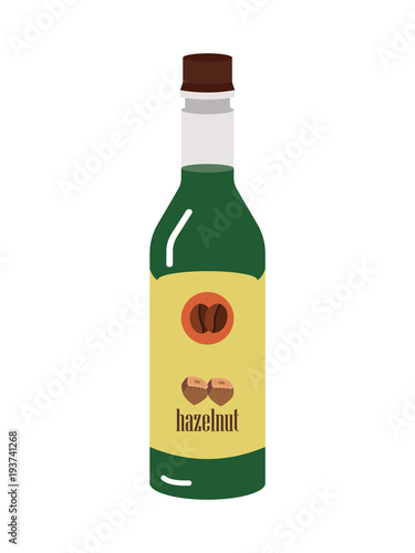 Hazelnut syrup of a coffee company in a bottle