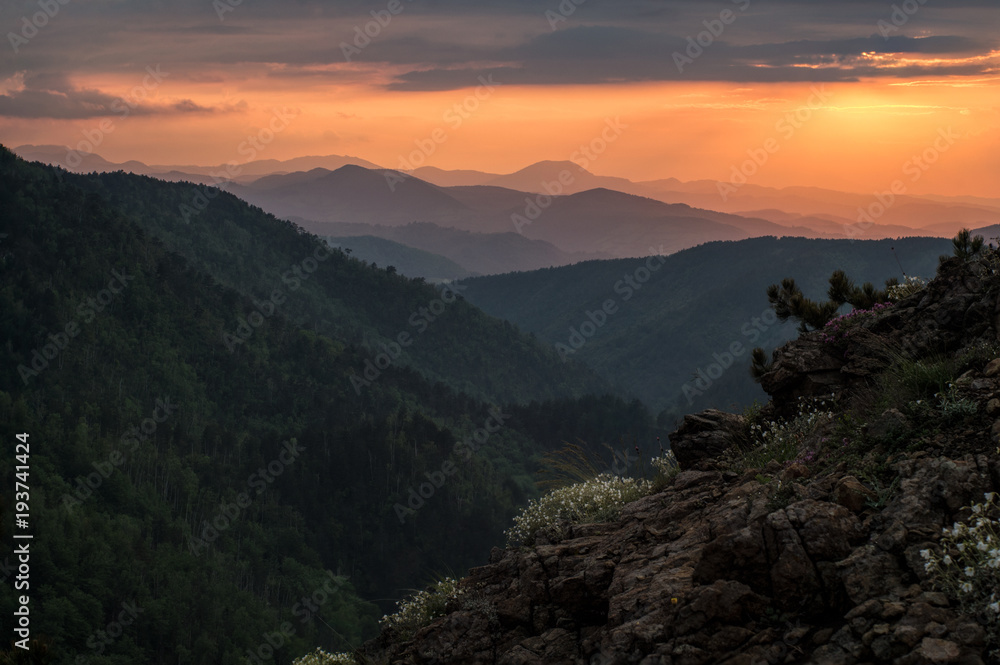 Mountains in Serbia during sunset.