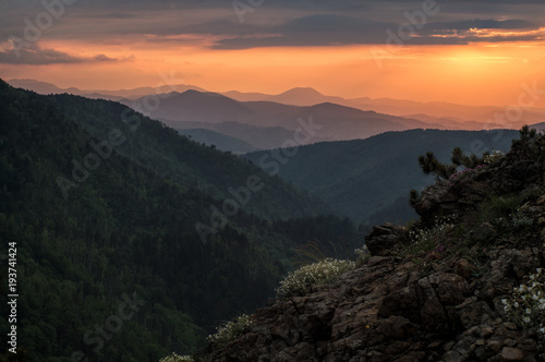 Mountains in Serbia during sunset.
