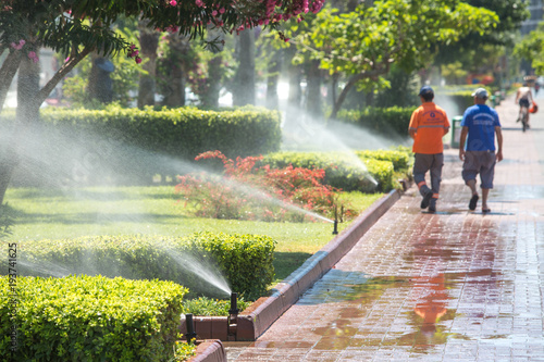 Automated watering system in the Park.