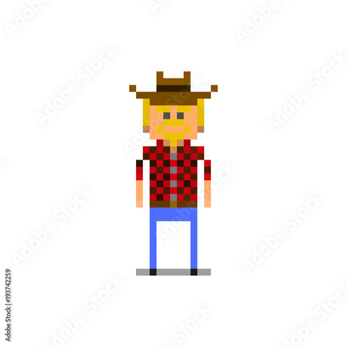 Pixel character country man for games and web sites