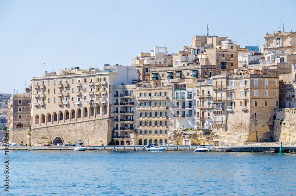 Senglea waterfront with its modern part