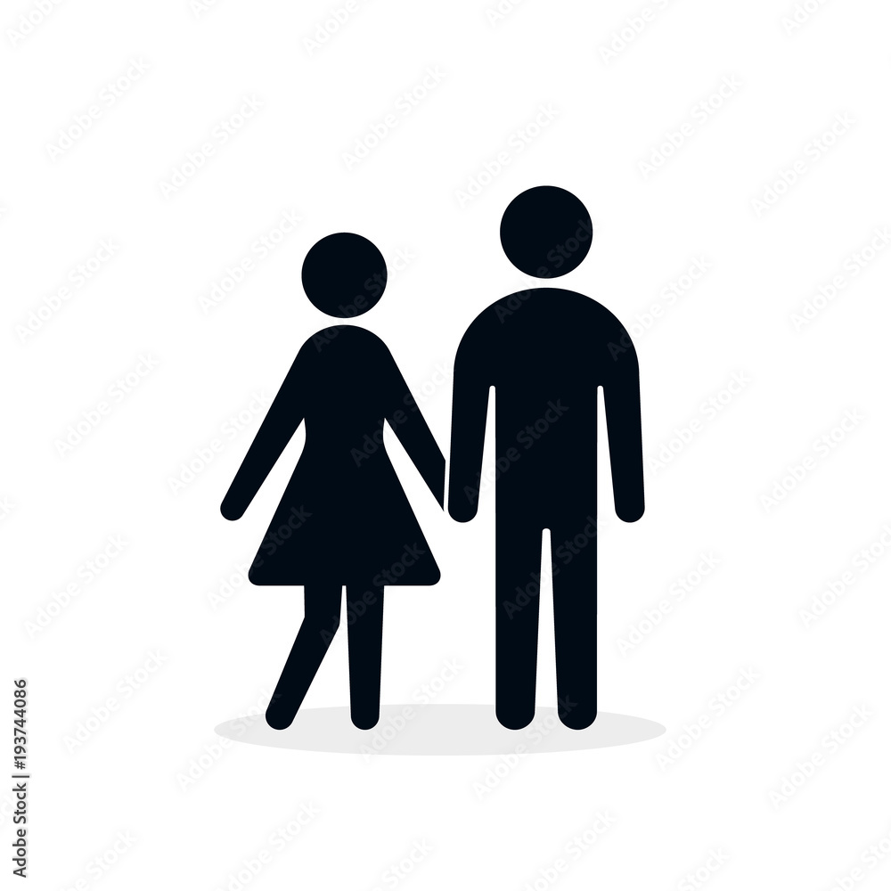 Man holds woman by the hand icon, Vector isolated simple illustration Man holds woman by the hand icon, Vector isolated simple illustration