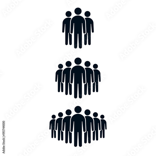 People Crowd Icon set in trendy flat style isolated on white background. Crowd signs. Vector illustration