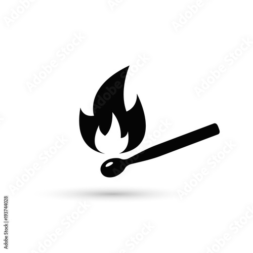 Burning match icon on white background. Vector illustration