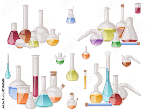 Chemical flask laboratory vector lab glassware tube liquid biotechnology analysis tubes medical scientific equipment.