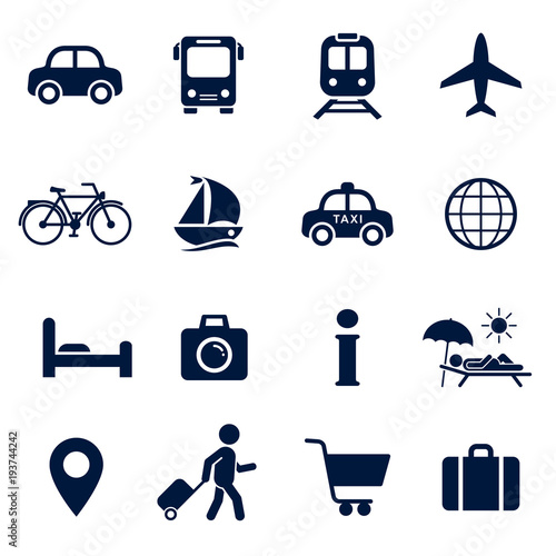 Travel Icon Set. Vector isolaed vacation tourism sign collection