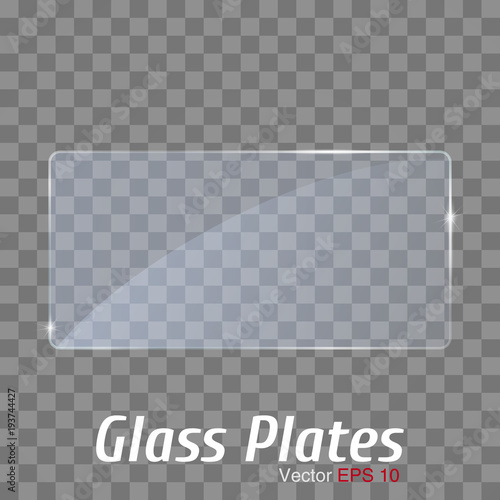 Blue Glass plate frame. Isolated on transparent background. 