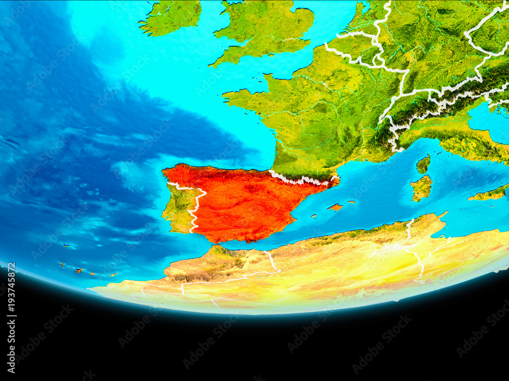 Satellite view of Spain