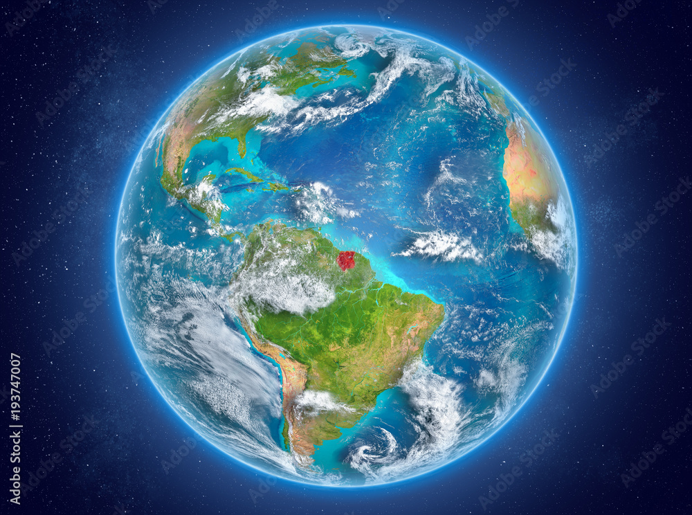 Suriname on planet Earth in space Suriname on planet Earth in space