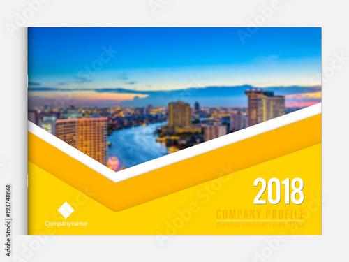 Business brochure cover design template corporate company profile or annual report catalog magazine flyer booklet leaflet. Cover page A4 landscape vector EPS-10 sample image with Gradient Mesh.
