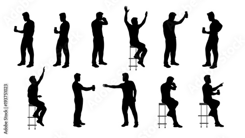 man at party with beer silhouette
