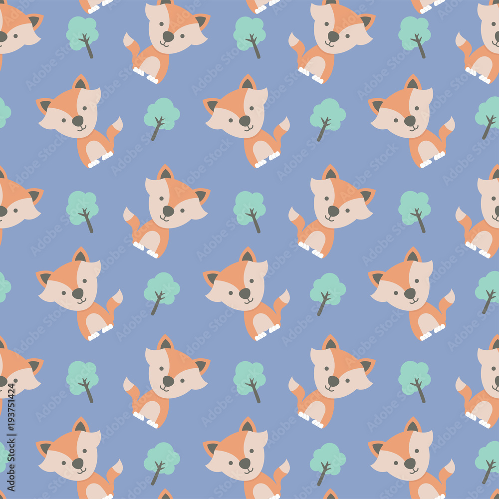 Cute Fox seamless pattern