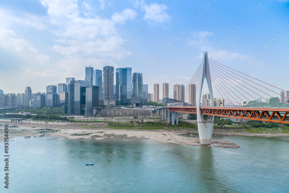 Fototapeta premium Chongqing urban architectural landscape skyline and River Bridge