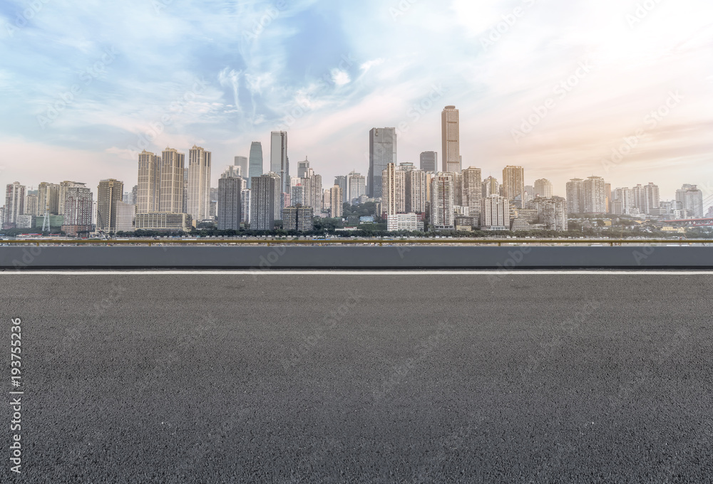 Urban road square and skyline of architectural landscape in Chongqing Urban road square and skyline of architectural landscape in Chongqing