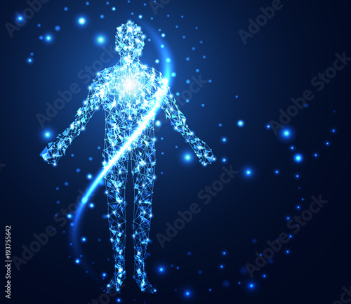 abstract technology concept human digital link network on hi tech background