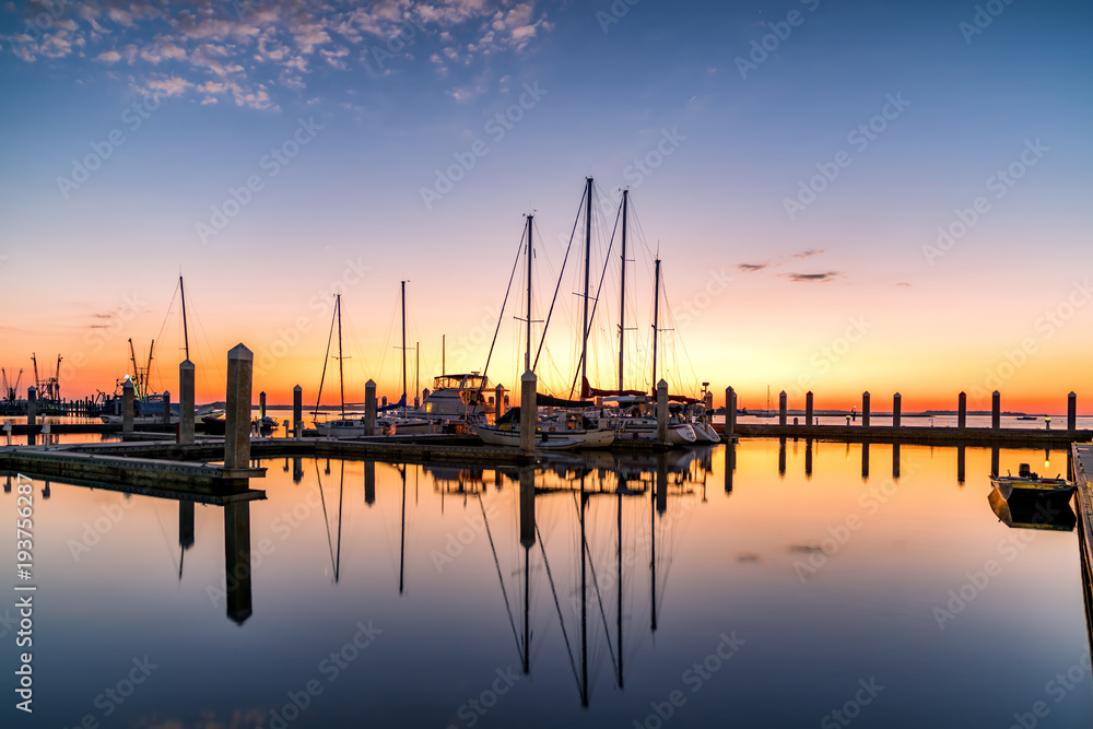 Sailboats at Sunset at Feranda Pier in Florida