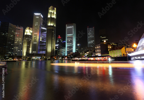 Singapore - City lights in the South Bridge Road Area. Singapore on of the largest and riches cities in Asia
