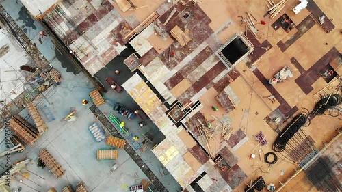 Birds eye view of construction site 