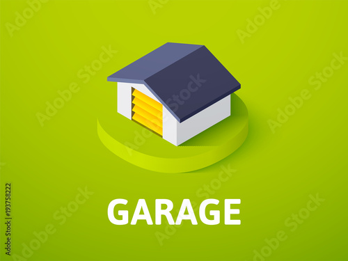 Garage isometric icon, isolated on color background