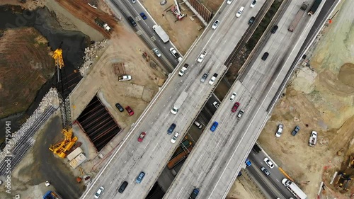 Bird's eye view of freeway under construction