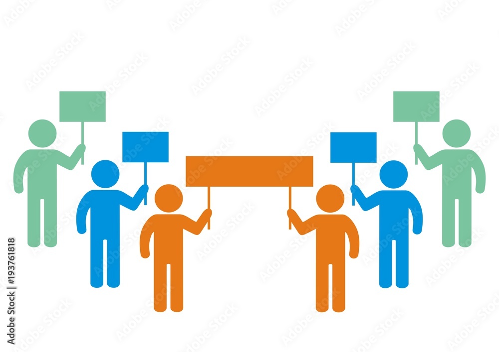 demonstration, group of people with banners, vector icon demonstration, group of people with banners, vector icon