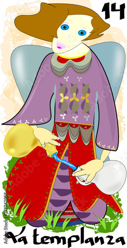 Carta del tarot que representa la templanza.