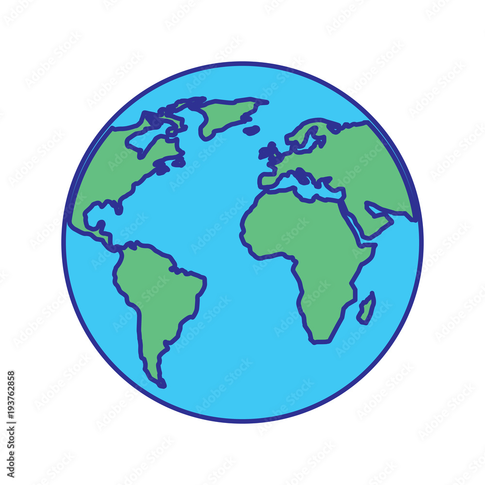 globe world earth planet map icon vector illustration blue green design