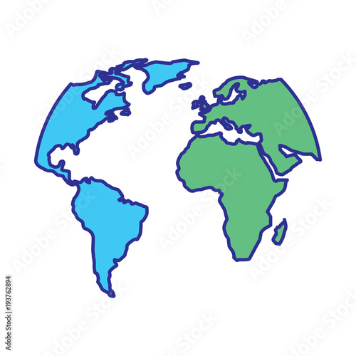 silhouette world map location planet vector illustration blue green design