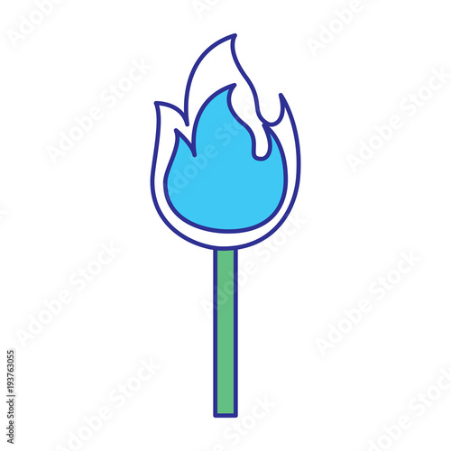 fire stick burn hot flame icon vector illustration blue green design