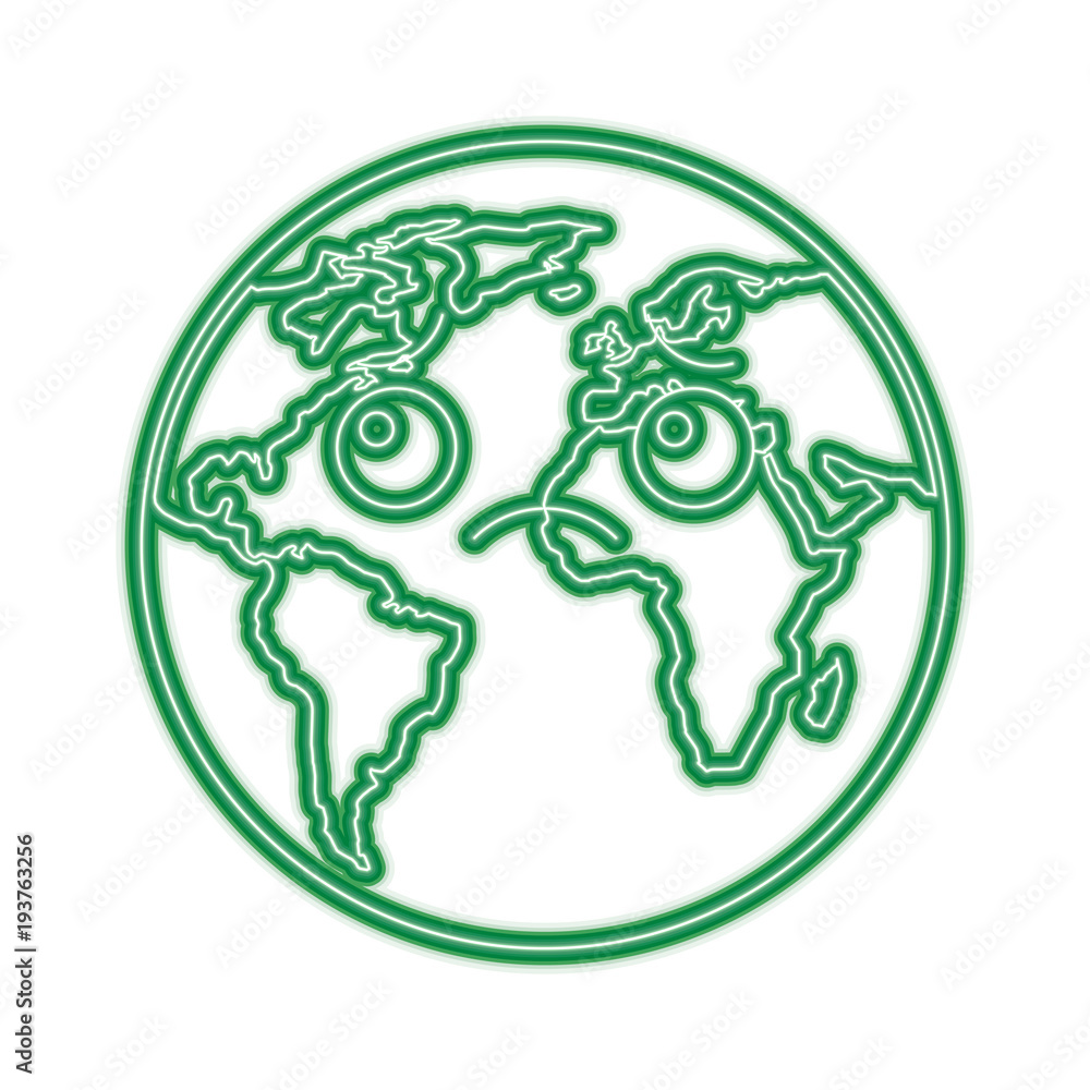 cartoon earth globe planet sad character vector illustration green neon line graphic cartoon earth globe planet sad character vector illustration green neon line graphic