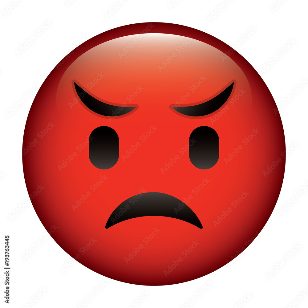 cute red smile emoticon angry vector illustration Stock Vector Adobe