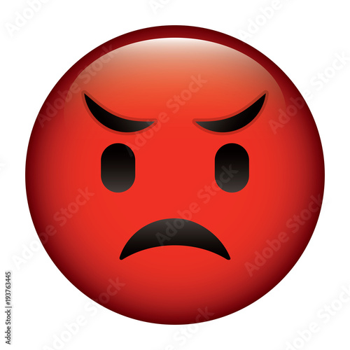 cute red smile emoticon angry vector illustration