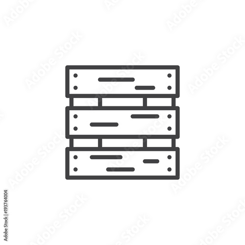 Wooden box outline icon. linear style sign for mobile concept and web design. Empty vegetable box simple line vector icon. Symbol, logo illustration. Pixel perfect vector graphics