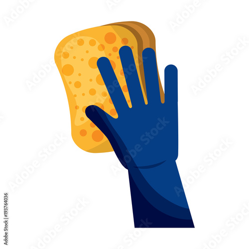 cleaning glove and sponge equipment work vector illustration