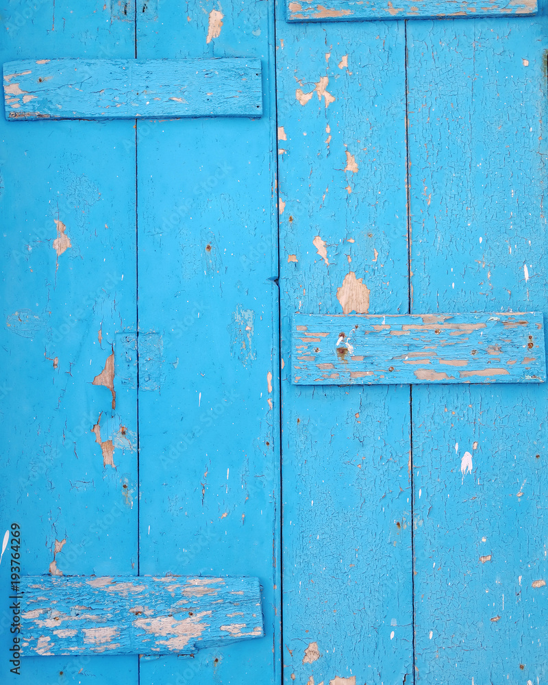 blue painted wooden surface closeup