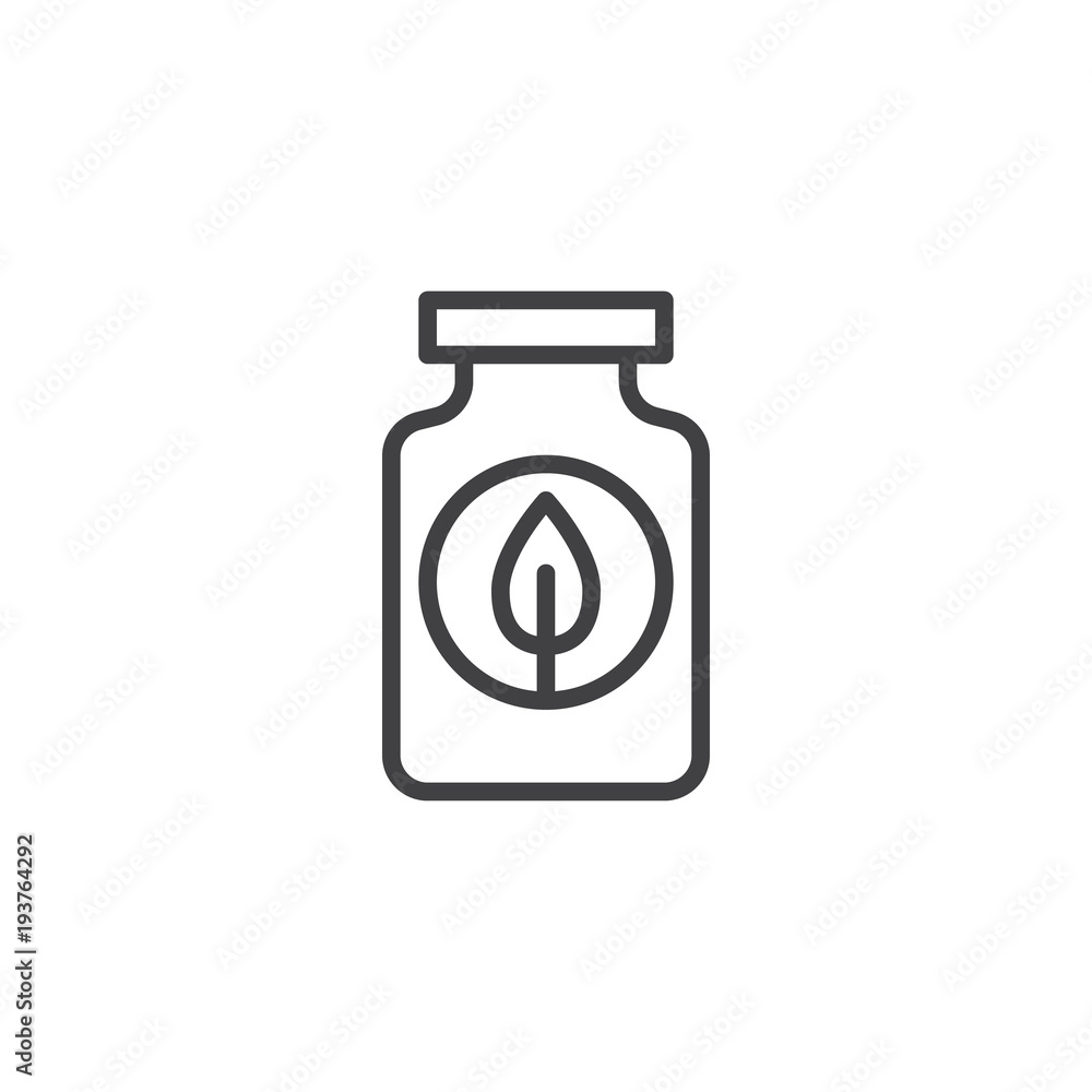 Fertilizer bottle outline icon. linear style sign for mobile concept and web design. Jar with leaf simple line vector icon. Symbol, logo illustration. Pixel perfect vector graphics Fertilizer bottle outline icon. linear style sign for mobile concept and web design. Jar with leaf simple line vector icon. Symbol, logo illustration. Pixel perfect vector graphics