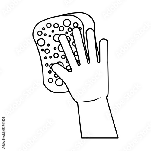 cleaning glove and sponge equipment work vector illustration outline image