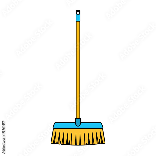 broom long wooden handle tool for cleaning vector illustration