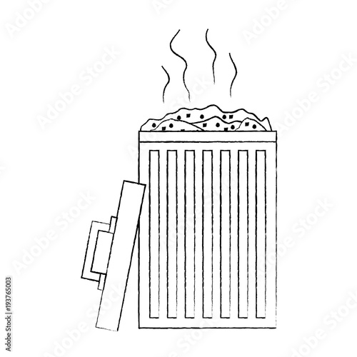 open bin with garbage cap handle vector illustration sketch image graphic