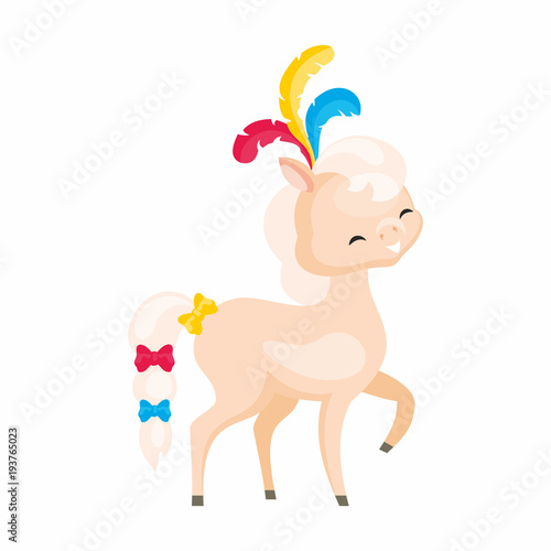 Vector image of a trained circus animal in cartoon style. Colorful illustrations isolated on white background.
