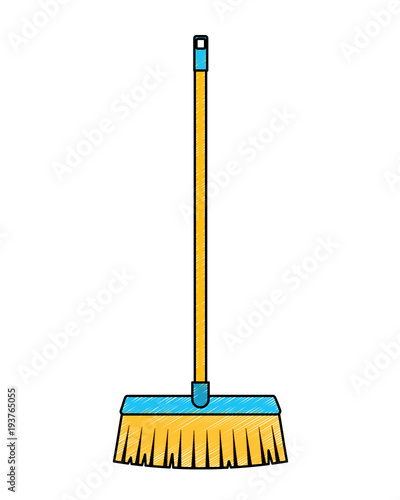 broom long wooden handle tool for cleaning vector illustration