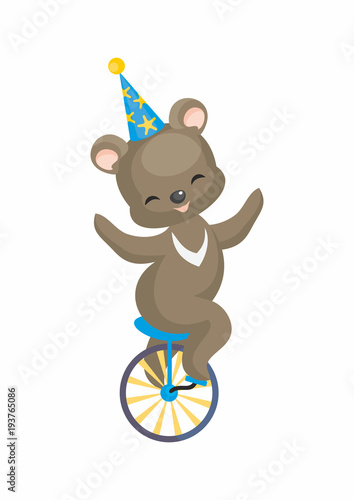 Vector image of a trained circus animal in cartoon style. Colorful illustrations isolated on white background.