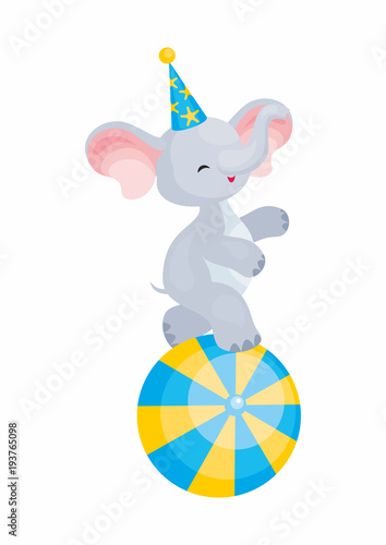 Vector image of a trained circus animal in cartoon style. Colorful illustrations isolated on white background.