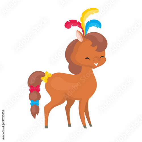 Vector image of a trained circus animal in cartoon style. Colorful illustrations isolated on white background.