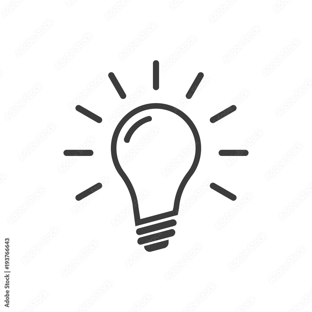 Light bulb icon. Black vector illustration on white background. A light bulb is a linear image. Light bulb icon. Black vector illustration on white background. A light bulb is a linear image.