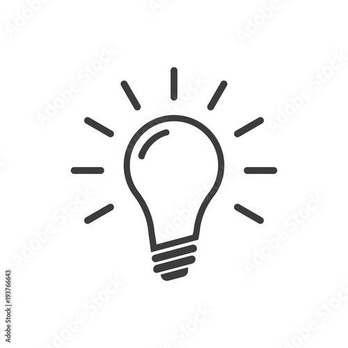 Light bulb icon. Black vector illustration on white background. A light bulb is a linear image.